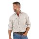 King River Mens Half Button Work Shirt - Beige