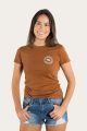Signature Bull Womens Classic Fit T-Shirt - Rust with Beige Print